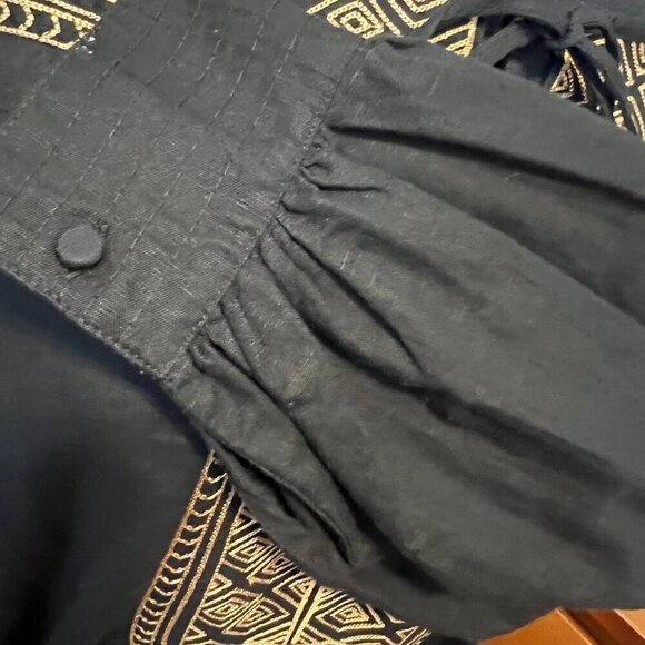 NWT Blk And Gold Banana Republic Boho Mini Dress Or Tunic Sz 10 - Picture 4 of 12